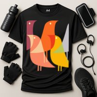 Bird Print Art Deco 60s Style Minimal Hippy Retro Cool Performance Shirt