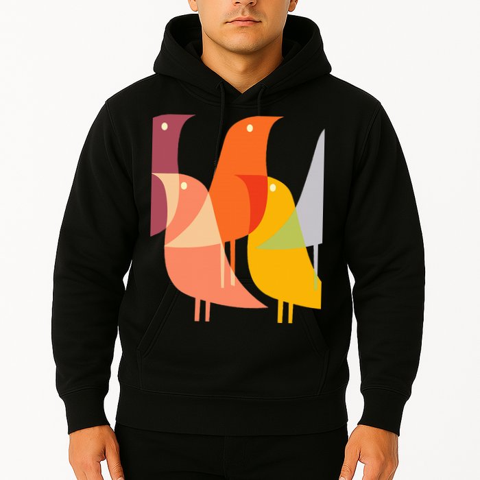 Bird Print Art Deco 60s Style Minimal Hippy Retro Cool Hoodie