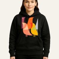 Bird Print Art Deco 60s Style Minimal Hippy Retro Cool Hoodie