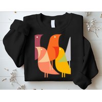Bird Print Art Deco 60s Style Minimal Hippy Retro Cool Sweatshirt