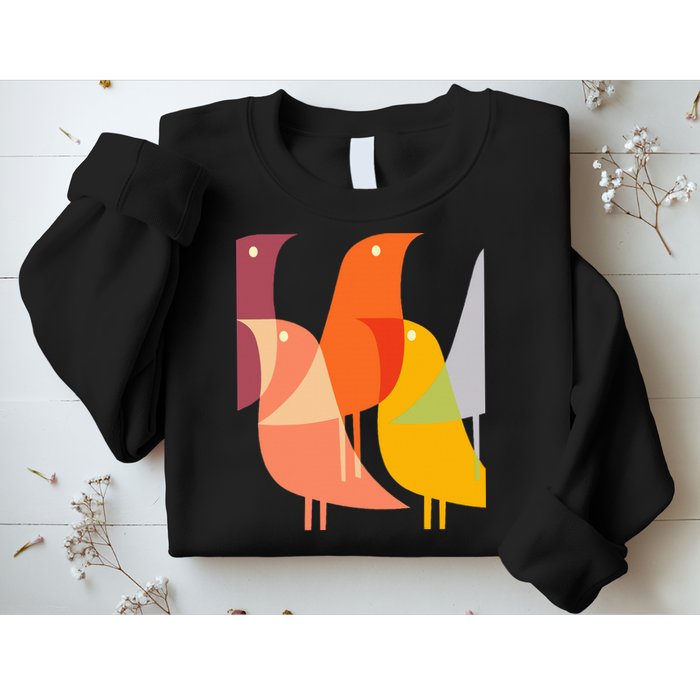 Bird Print Art Deco 60s Style Minimal Hippy Retro Cool Sweatshirt