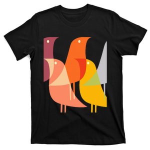 Bird Print Art Deco 60s Style Minimal Hippy Retro Cool T-Shirt