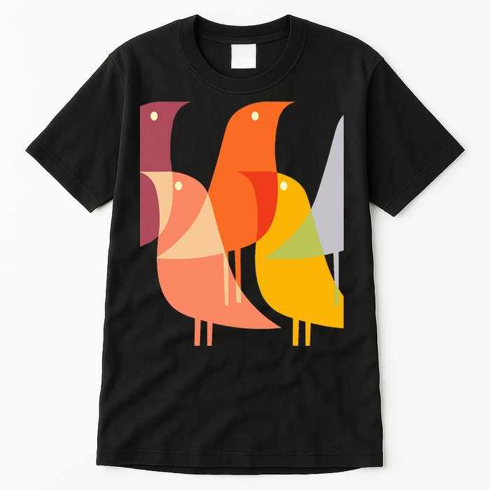Bird Print Art Deco 60s Style Minimal Hippy Retro Cool Tall T-Shirt