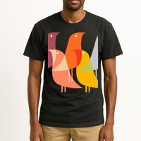 Bird Print Art Deco 60s Style Minimal Hippy Retro Cool Tall T-Shirt