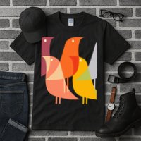 Bird Print Art Deco 60s Style Minimal Hippy Retro Cool Tall T-Shirt