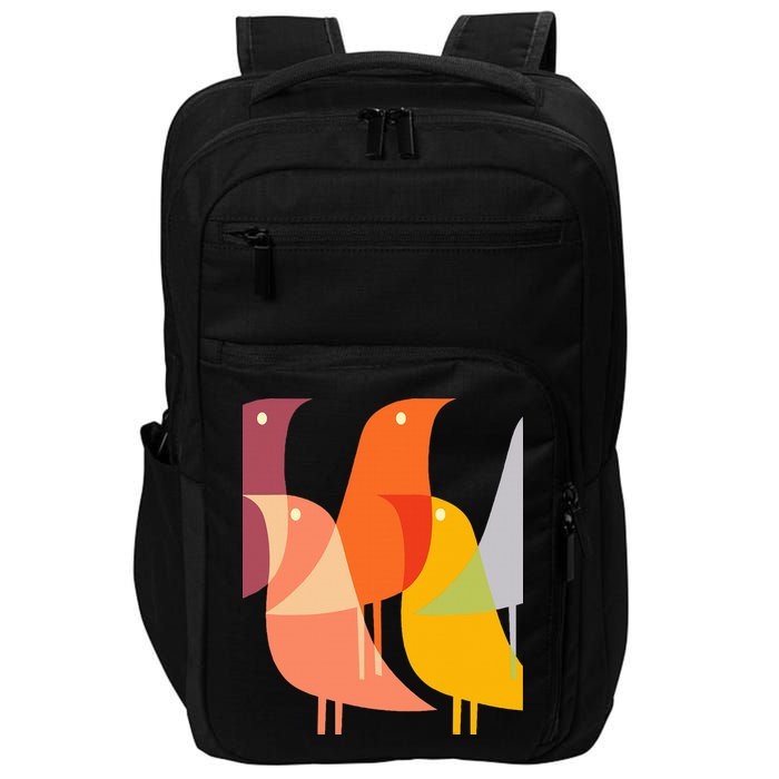 Bird Print Art Deco 60s Style Minimal Hippy Retro Cool Impact Tech Backpack