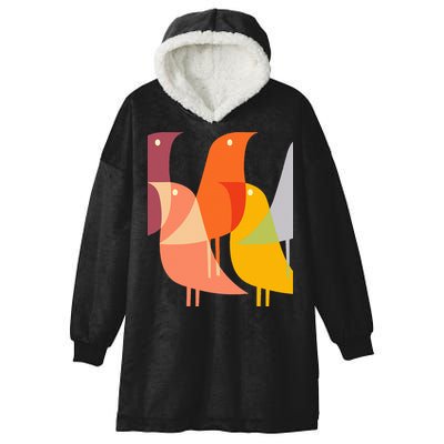 Bird Print Art Deco 60s Style Minimal Hippy Retro Cool Hooded Wearable Blanket