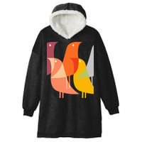 Bird Print Art Deco 60s Style Minimal Hippy Retro Cool Hooded Wearable Blanket