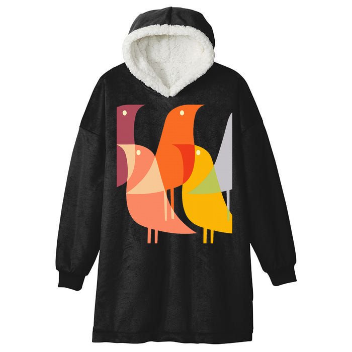 Bird Print Art Deco 60s Style Minimal Hippy Retro Cool Hooded Wearable Blanket