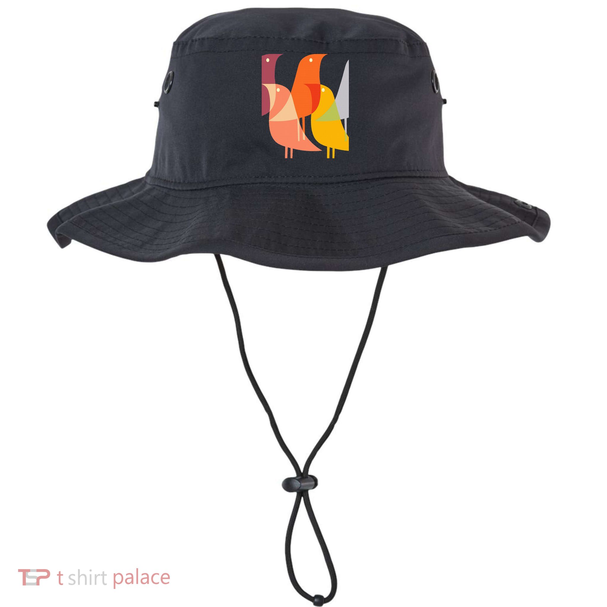 Bird Print Art Deco 60s Style Minimal Hippy Retro Cool Bucket Hat