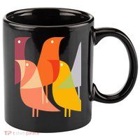 Bird Print Art Deco 60s Style Minimal Hippy Retro Cool 11oz C Handle Ceramic Mug