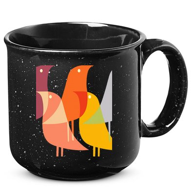 Bird Print Art Deco 60s Style Minimal Hippy Retro Cool 15oz Campfire Ceramic Mug