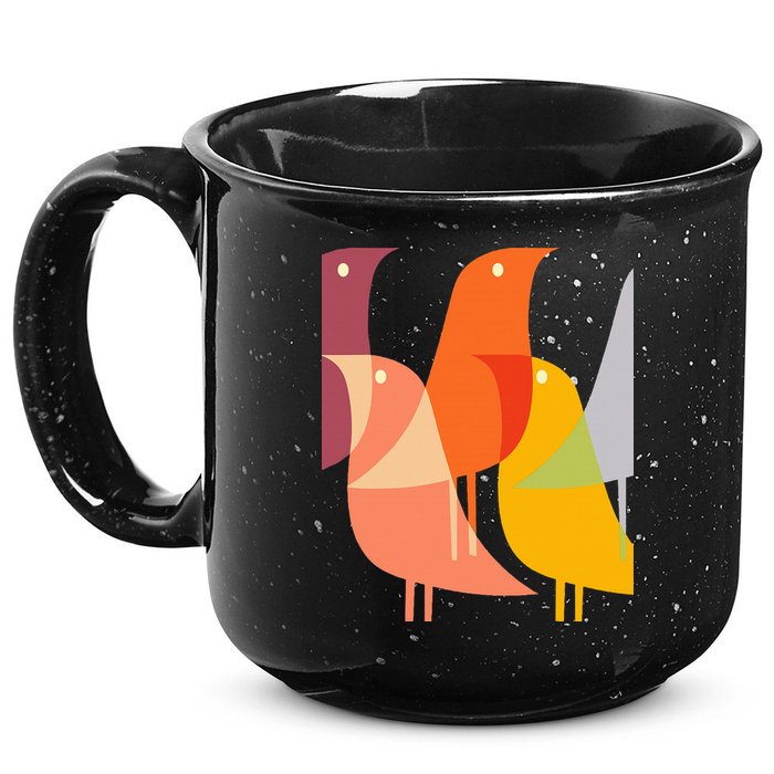 Bird Print Art Deco 60s Style Minimal Hippy Retro Cool 15oz Campfire Ceramic Mug