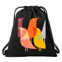 Bird Print Art Deco 60s Style Minimal Hippy Retro Cool Drawstring Bag
