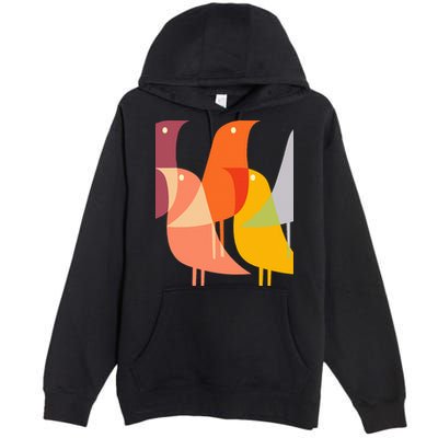 Bird Print Art Deco 60s Style Minimal Hippy Retro Cool Premium Pullover Hoodie