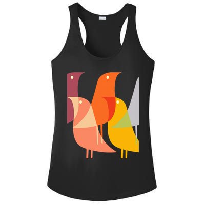 Bird Print Art Deco 60s Style Minimal Hippy Retro Cool Ladies PosiCharge Competitor Racerback Tank