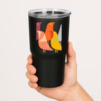 Bird Print Art Deco 60s Style Minimal Hippy Retro Cool Tumbler