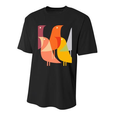 Bird Print Art Deco 60s Style Minimal Hippy Retro Cool Youth Performance Sprint T-Shirt