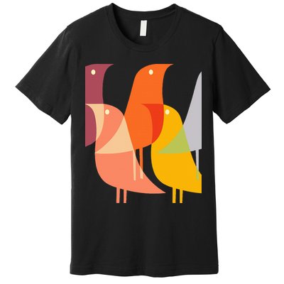 Bird Print Art Deco 60s Style Minimal Hippy Retro Cool Premium T-Shirt