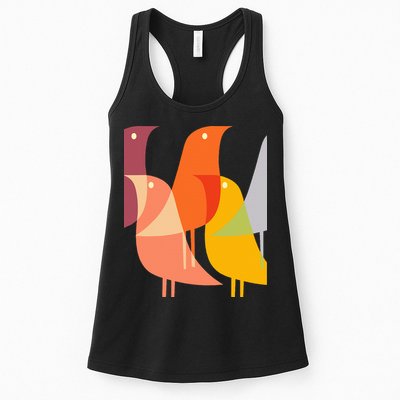 Bird Print Art Deco 60s Style Minimal Hippy Retro Cool Womens Tank Top