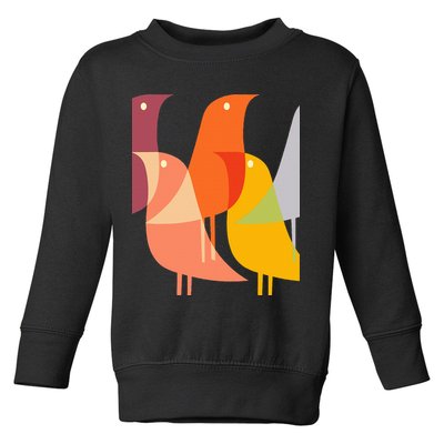 Bird Print Art Deco 60s Style Minimal Hippy Retro Cool Toddler Sweatshirt