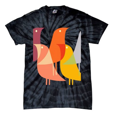 Bird Print Art Deco 60s Style Minimal Hippy Retro Cool Tie-Dye T-Shirt