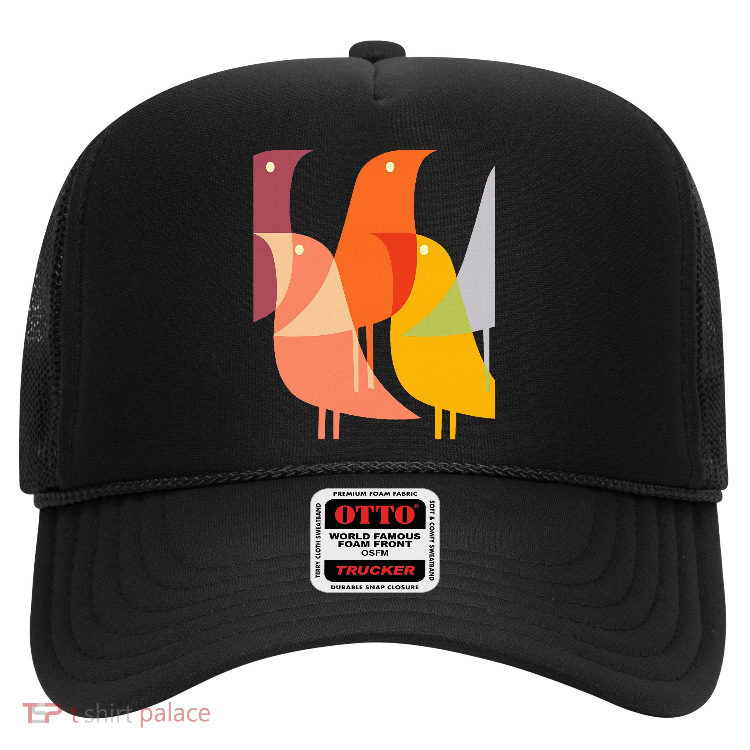 Bird Print Art Deco 60s Style Minimal Hippy Retro Cool Trucker Hat