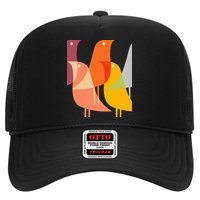 Bird Print Art Deco 60s Style Minimal Hippy Retro Cool Hat
