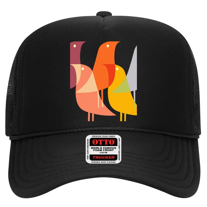 Bird Print Art Deco 60s Style Minimal Hippy Retro Cool Hat