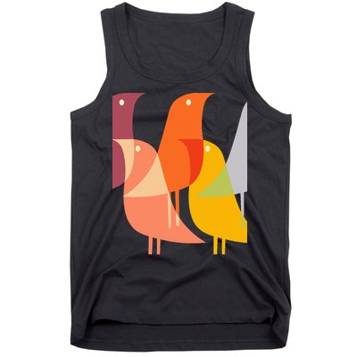 Bird Print Art Deco 60s Style Minimal Hippy Retro Cool Tank Top