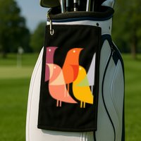 Bird Print Art Deco 60s Style Minimal Hippy Retro Cool Golf Towel