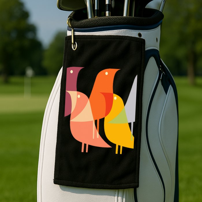 Bird Print Art Deco 60s Style Minimal Hippy Retro Cool Golf Towel