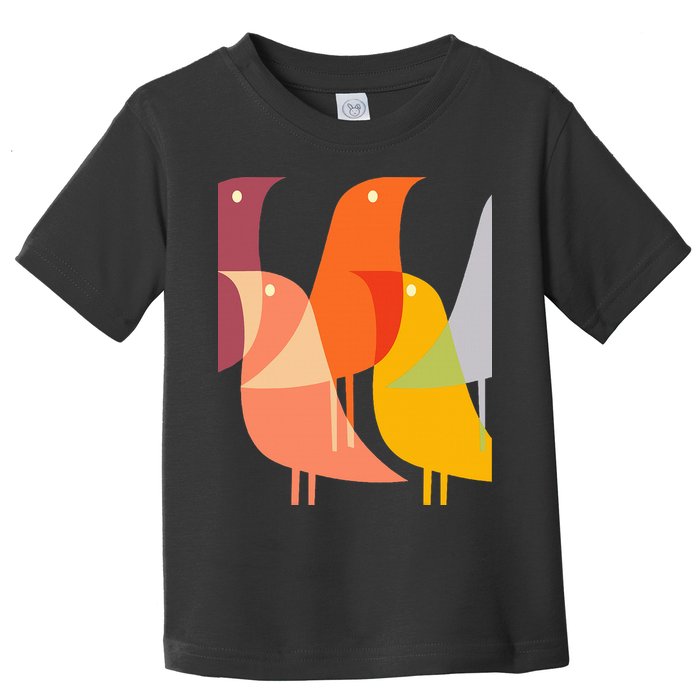 Bird Print Art Deco 60s Style Minimal Hippy Retro Cool Toddler T-Shirt
