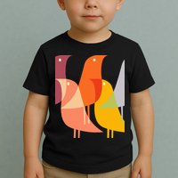 Bird Print Art Deco 60s Style Minimal Hippy Retro Cool Toddler T-Shirt