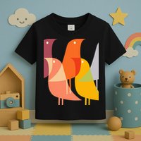 Bird Print Art Deco 60s Style Minimal Hippy Retro Cool Toddler T-Shirt