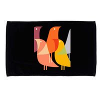 Bird Print Art Deco 60s Style Minimal Hippy Retro Cool Microfiber Hand Towel