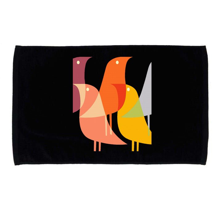 Bird Print Art Deco 60s Style Minimal Hippy Retro Cool Microfiber Hand Towel