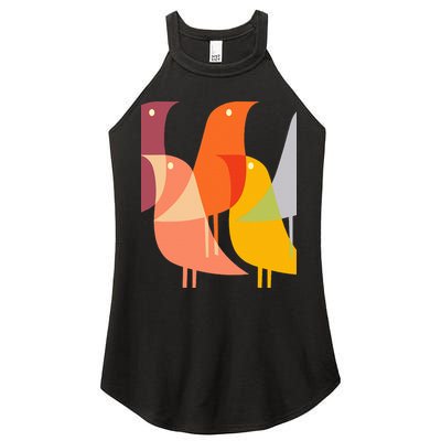 Bird Print Art Deco 60s Style Minimal Hippy Retro Cool Women's Perfect Tri Rocker Tank