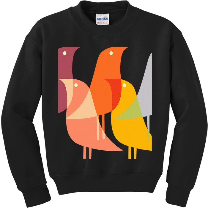 Bird Print Art Deco 60s Style Minimal Hippy Retro Cool Kids Sweatshirt