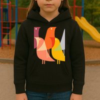 Bird Print Art Deco 60s Style Minimal Hippy Retro Cool Kids Hoodie