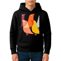Bird Print Art Deco 60s Style Minimal Hippy Retro Cool Kids Hoodie