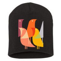 Bird Print Art Deco 60s Style Minimal Hippy Retro Cool Short Acrylic Beanie