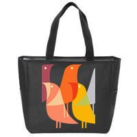 Bird Print Art Deco 60s Style Minimal Hippy Retro Cool Zip Tote Bag