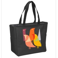 Bird Print Art Deco 60s Style Minimal Hippy Retro Cool Zip Tote Bag