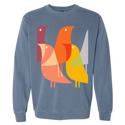 Bird Print Art Deco 60s Style Minimal Hippy Retro Cool Garment-Dyed Sweatshirt