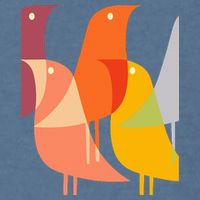 Bird Print Art Deco 60s Style Minimal Hippy Retro Cool Garment-Dyed Sweatshirt