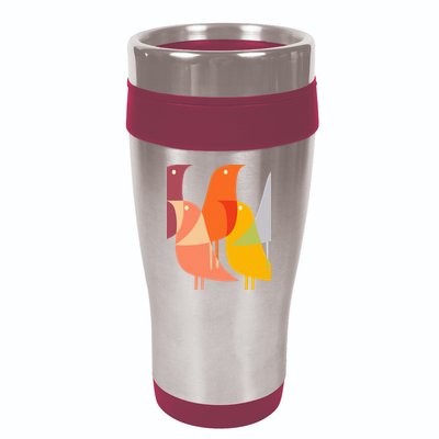 Bird Print Art Deco 60s Style Minimal Hippy Retro Cool 16oz Travel Tumbler