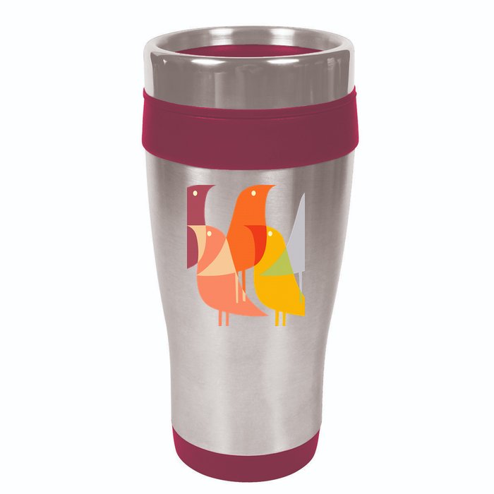 Bird Print Art Deco 60s Style Minimal Hippy Retro Cool 16oz Travel Tumbler