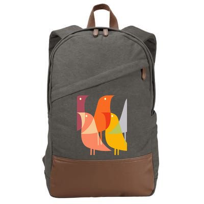 Bird Print Art Deco 60s Style Minimal Hippy Retro Cool Cotton Canvas Backpack