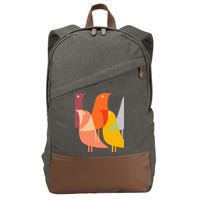 Bird Print Art Deco 60s Style Minimal Hippy Retro Cool Cotton Canvas Backpack